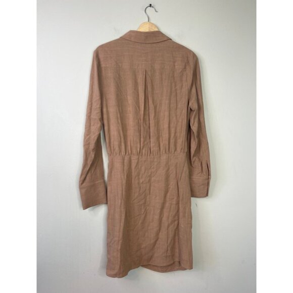 NWT L'agence Long Sleeve Wrap-Around Libbie Mini Dress Brown Ginger Snap Size: 8 - Picture 6 of 7